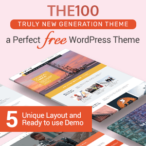 The100 – Best free multipurpose and multi-layout WordPress Theme
