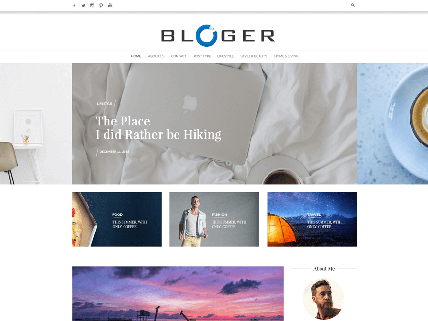 Bloger WordPress themes free download responsive for blog