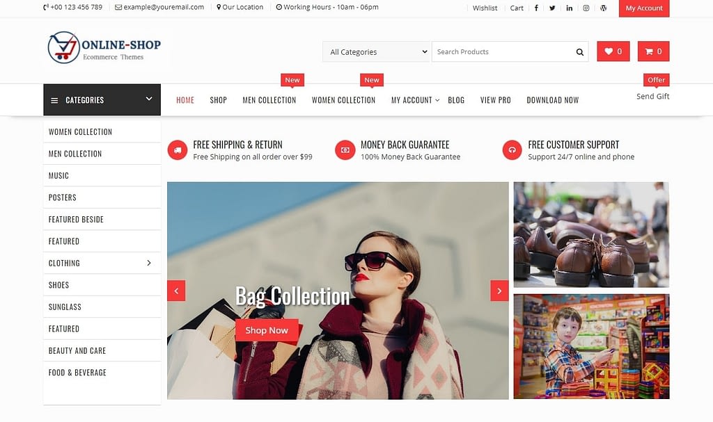 online shop free ecommerce wordpress theme