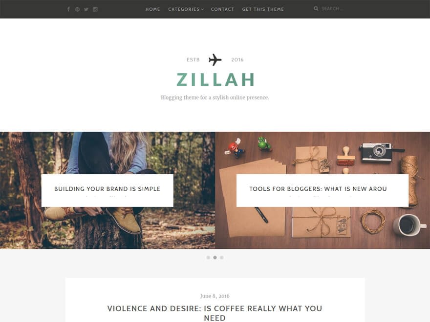 Zillah - Free WordPress Blog Themes